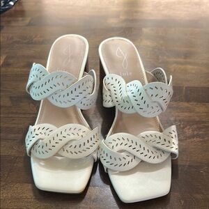 Joie Cream Sandals with Intricate Embellishments